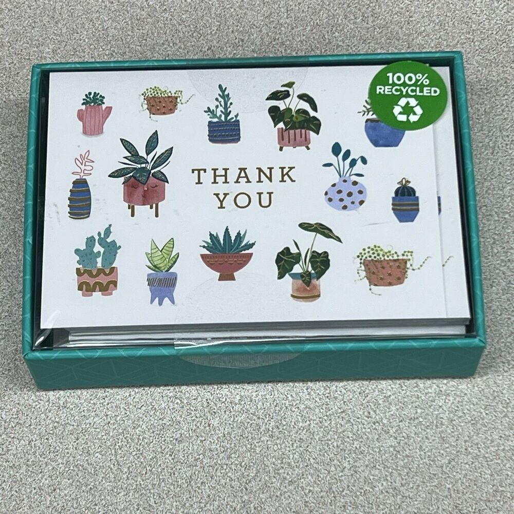 Clementine Potted Plants Thank You Cards Set of 16 Cards & Envelopes Recycled